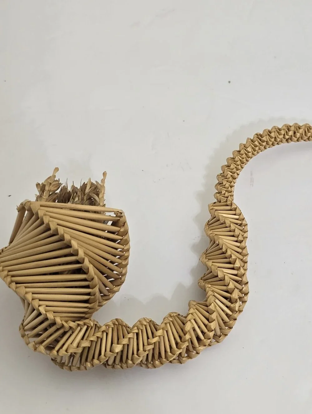 vintage hand woven Traditional Corn Dolly Spiral Cornucopia Straw Woven Decor